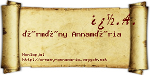 Örmény Annamária névjegykártya